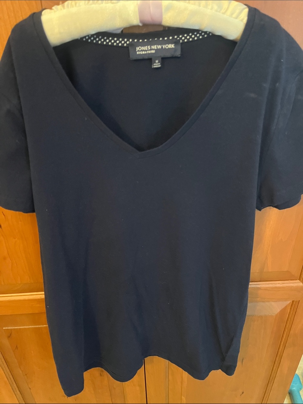 Jones New York Navy Blue V-Neck Short Sleeve Tee